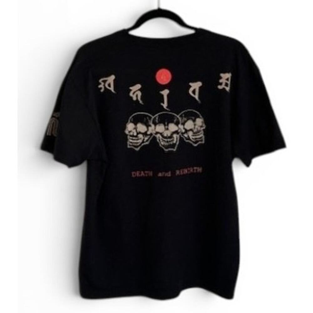 Mibudo Design Works Japanese Skull Graphic Tee Black Death Rebirth Size L